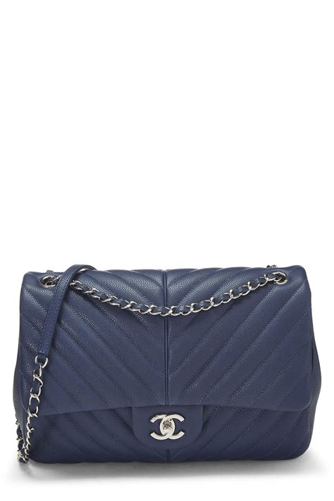 Chanel Caviar Chevron Puffy Flap Bag 